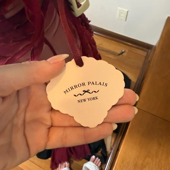 Mirror Palais Cascading Ruffle Gown in Sangre (Sheer) - Picture 9 of 10